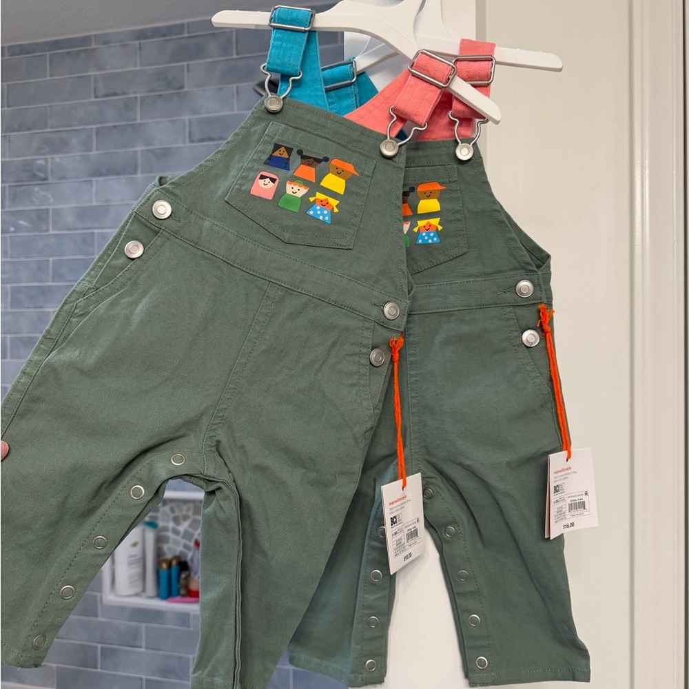 TWO Kids Overalls with Colorful Straps